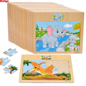 12/9 PCS Wooden Cartoon Puzzles For Kids. Educational.