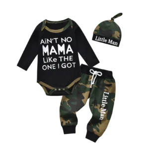 Newborn Baby Boy Camouflage Outfit w/Hat.