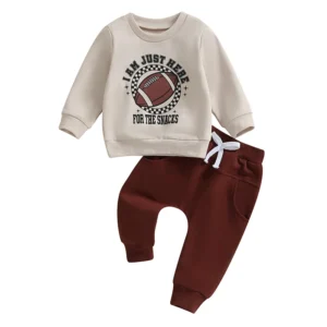 Infant Baby Boy Outfit, Football Print Sweatshirt Top with Pants. 2Pcs Set.