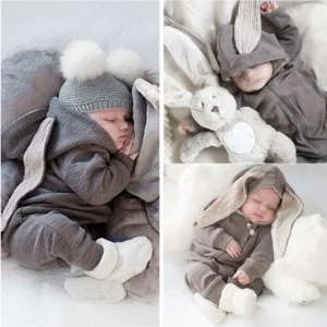 Cotton Long Sleeve Rabbit Ear Infant Onesie