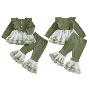 Infant Girl Floral Outfit, Matching Set.