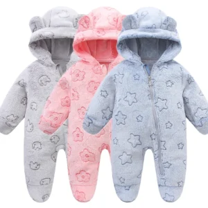 Soft Flannel Warm Baby Rompers - Newborn-12Mths.