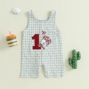 Toddler Boy Jumpsuit Checkered Romper.